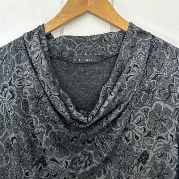 Cut Loose Tunic Top Womens Cowl Neck Textured Swing 3/4 Sleeve Gray Size Large - Picture 4 of 6